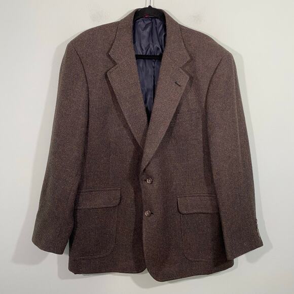 Vintage Jos A Bank Men's Brown Tweed 100% Pure New Wool Traditional Fit Blazer - Picture 1 of 11